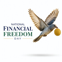 Obraz premium National Financial Freedom Day celebration with bird carrying a gold coin