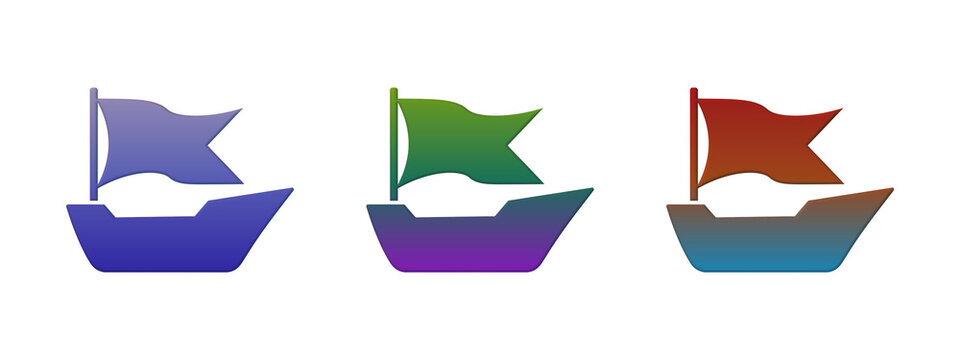 Three colorful boat icons with flags