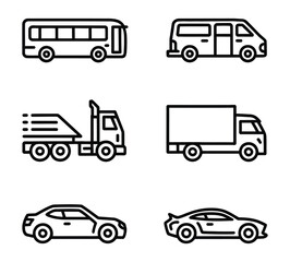 Vehicle transportation line icon set car truck bus van auto © Naimur creativehouse