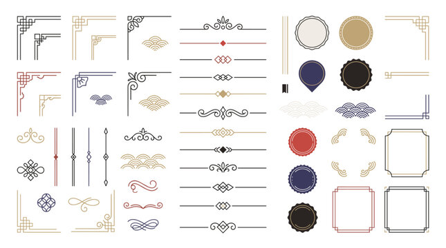 Elegant decorative corner and border design elements collection