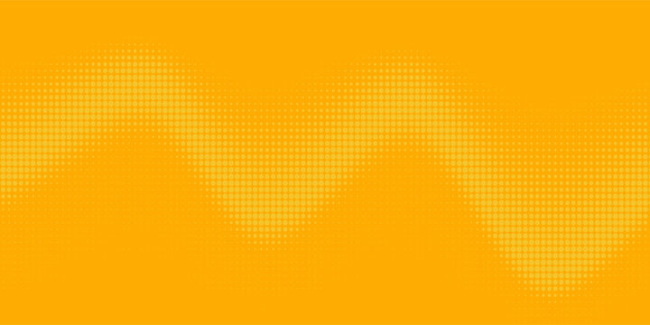 Yellow halftone pattern. Retro comic gradient background. Bright orange pixelated dotted texture overlay.