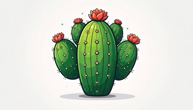 Green Prickly Pear Cactus Plant.