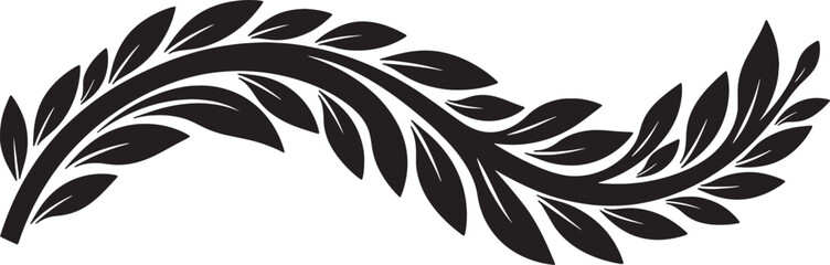 Fototapeta premium Laurel branch with leaves silhouette element for decorative ornament.
