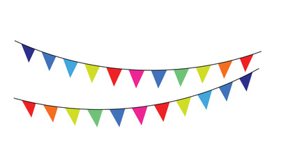 Obraz premium bunting flag decoration, Party flag garland, Colorful celebration pennant