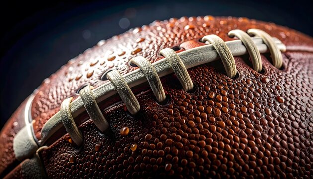 American football close-up with laces.