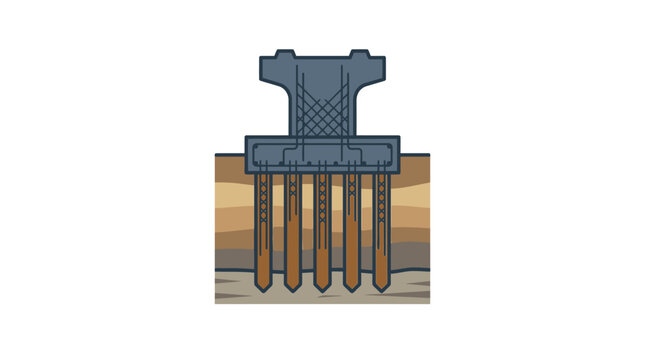 Bridge foundation piles and pier support diagram