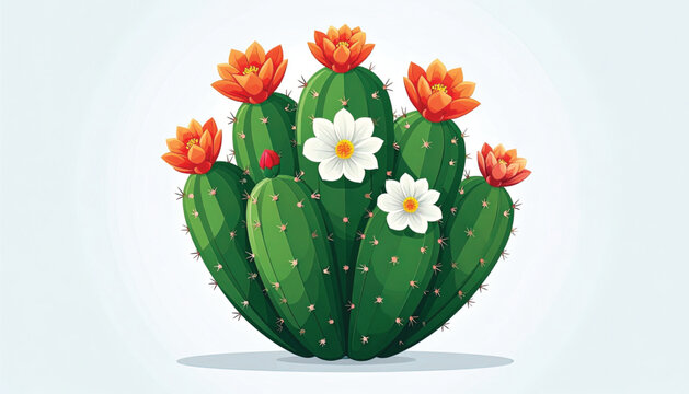 Prickly Pear Cactus with Flowers.