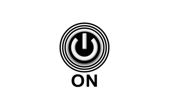 Power button animation toggles clean interface control states. Minimal power button animation flips on white backdrops. Clear power button animation resets system settings.