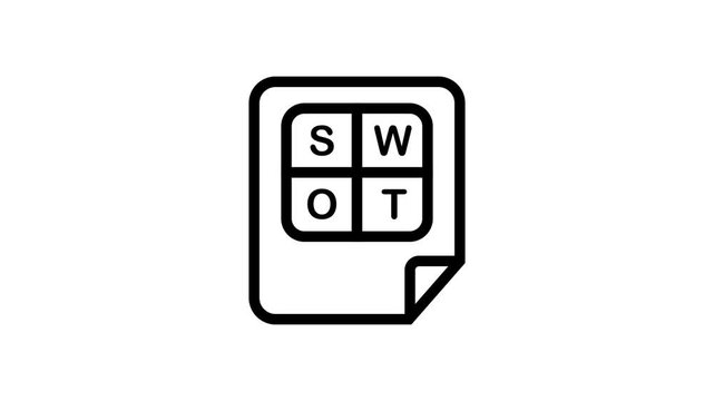 SWOT analysis document icon animation isolated on white background