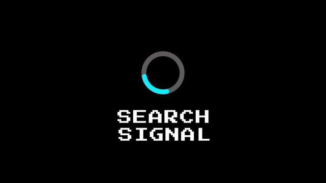 Loading screen icon displaying search signal animation isolated on black background