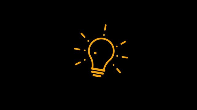 Innovative thinking and idea icon animation isolated on black background