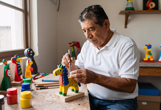 Mexican Artisan Creates Colorful Alebrijes Sculpture