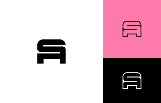 Letters AS or SA Monogram Template. SA Lettering Logo Design Idea. 