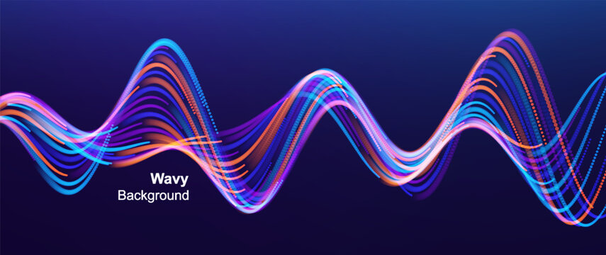 Abstract digital wave. Big data visualization for business, science or technology. Energy signal lines. Scientific illustration. Vector for a brochure, poster, cover, presentation, flyer, or banner.