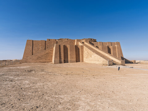 Iraq (formerly known as Babylon), Ziggurat at Ur left side view
