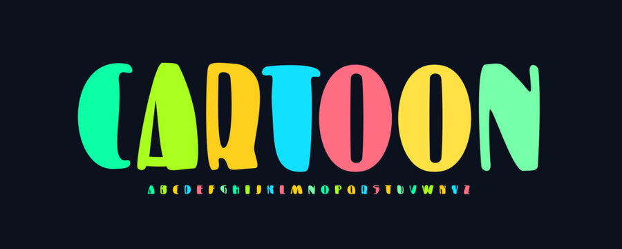 Cartoon Color Font Logo Comic Alphabet Fun Kid Letters Set Design Creative Art Typography. Balloon Bubble Typographic Design for Birthday Title Text, Festival Carnival Fest Headline. Vector Typeset