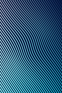 Futuristic geometric wavy linear backdrop on dark background. ​Abstract neon wave lines on black background with cyber tech vibe