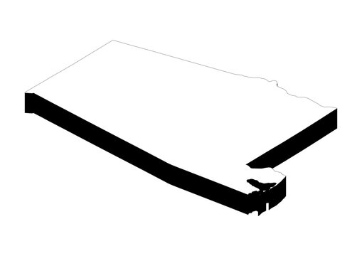 Alabama isometric projection three dimensional solid black extruded vector map minimal cartography geography graphic design element for professional business infographics commercial presentations usa