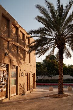 Dubai old town empty street at dawn, no people 