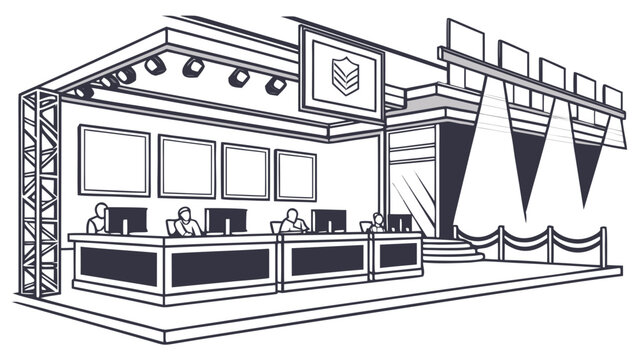 Exhibition booth event display stand illustration with exhibition, corporate