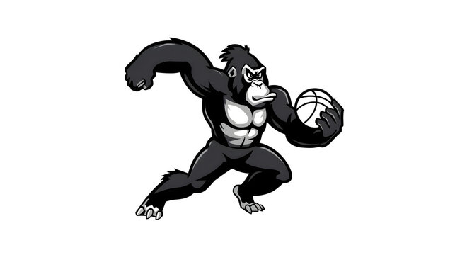 Gorilla playing basketball, dynamic action shot