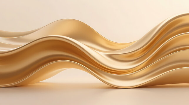 Golden wavy lines on beige background