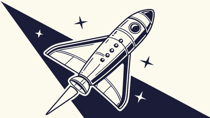 Rocket ship launching into outer space graphic with exploration, astronomy © Mehe