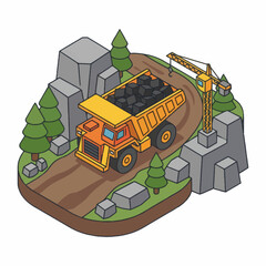 Large Yellow Mining Dump Truck Vehicle. © Tomo