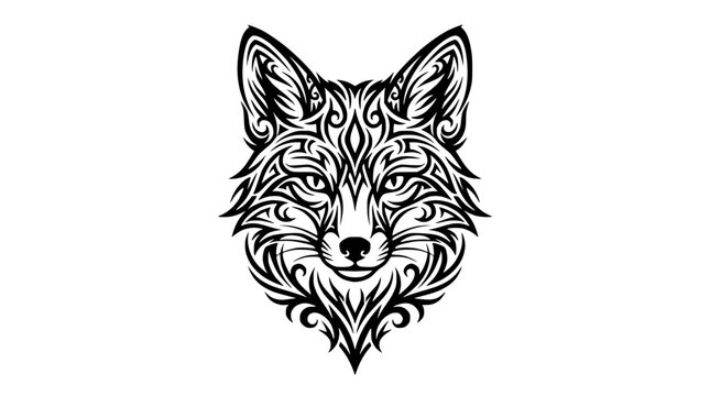 Tribal Fox Head Vector Art Illustration