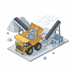 Large Yellow Mining Dump Truck Vehicle. © Tomo