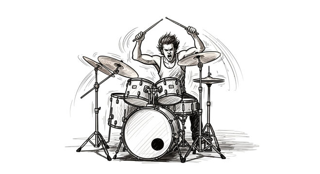 Energetic Drummer Vector Playing High Speed Percussion Solo