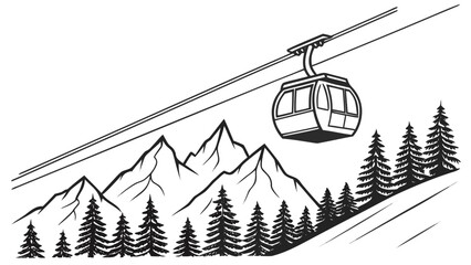 Ski resort cable car mountains and forest vector graphic with mountains © Usa