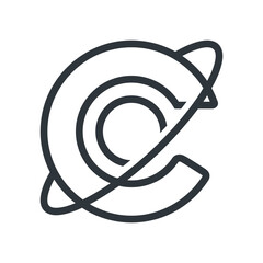 Bold letter C planetary ring graphic icon. © gvnx