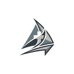 Fototapeta premium Modern sailboat icon with medical cross and arrow.