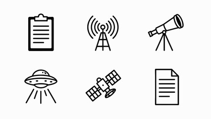 Set of Icons: Science, Technology, Research, and UFOs © Wilujeng Graphic