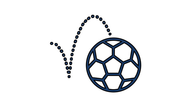 Clean flat vector line icon of a bouncing soccer ball, ideal for sports apps, football events, training guides, and game interfaces.