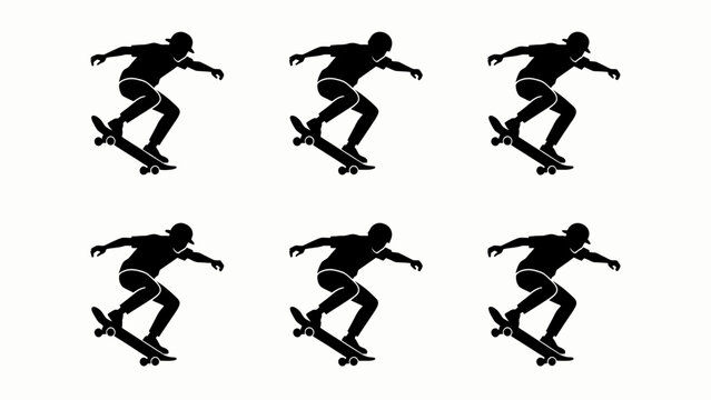 Skateboarder Silhouette: Dynamic Action Freeze Frame