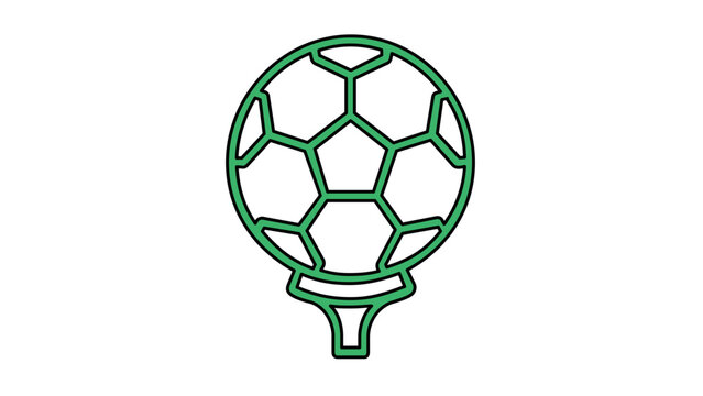 Clean flat vector line icon of a soccer ball resting on a tee, ideal for sports app interfaces, coaching materials, tournament signage, and web navigation.