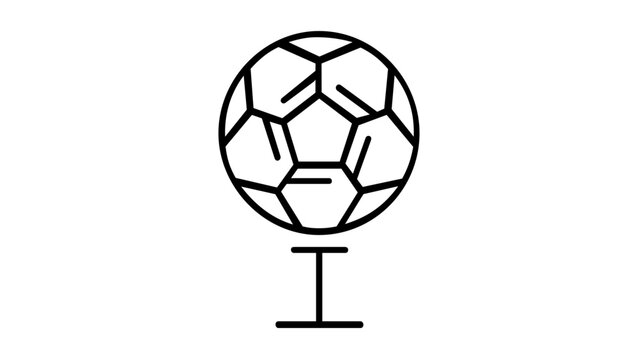 Clean flat vector line icon of a soccer ball on a tee, ideal for sports apps, coaching guides, tournament graphics, and game UI.