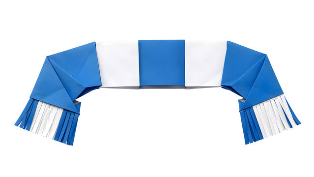 Origami Paper Football Fan Scarf Layered Fold Design Isolated on Transparent Background PNG