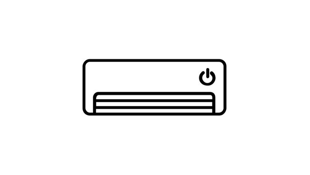 Clean flat vector line icon of a wall mounted room air conditioning unit for HVAC, climate control, appliance, or smart home interface design.