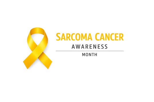 Yellow ribbon sarcoma cancer awareness month minimalist graphic with awareness