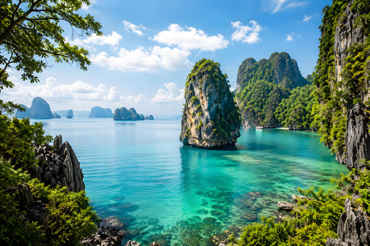Paisaje pintoresco Oceano y monta as Viajes y aventuras alrededor del mundo Islas de Tailandia Phuket Picturesque Landsc