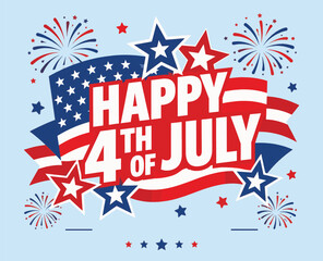 Obraz premium Happy 4th of July America's Independence Day Greeting Banner