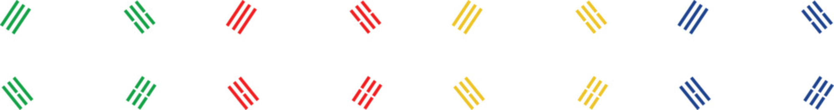 A repeating pattern featuring minimalist colored trigrams inspired by the Korean flag presented in a clean and modern vector style suitable for graphic design projects.