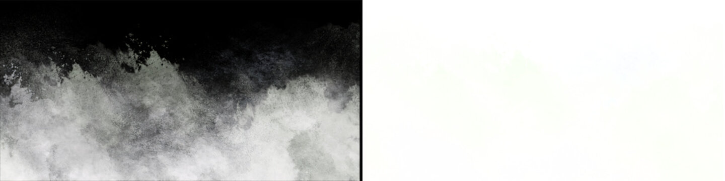 White powder cloud explosion top border black background transparent cutout for design.