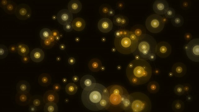 Solar Gold Node Network Animation - Warm Golden Connected Particles 4K Seamless Loop
