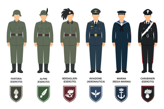 Vsai italian military forces different uniforms and insignias
