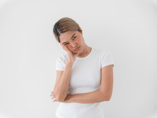 Fototapeta premium Female figure in pale clothing exhibits exhaustion and kindness