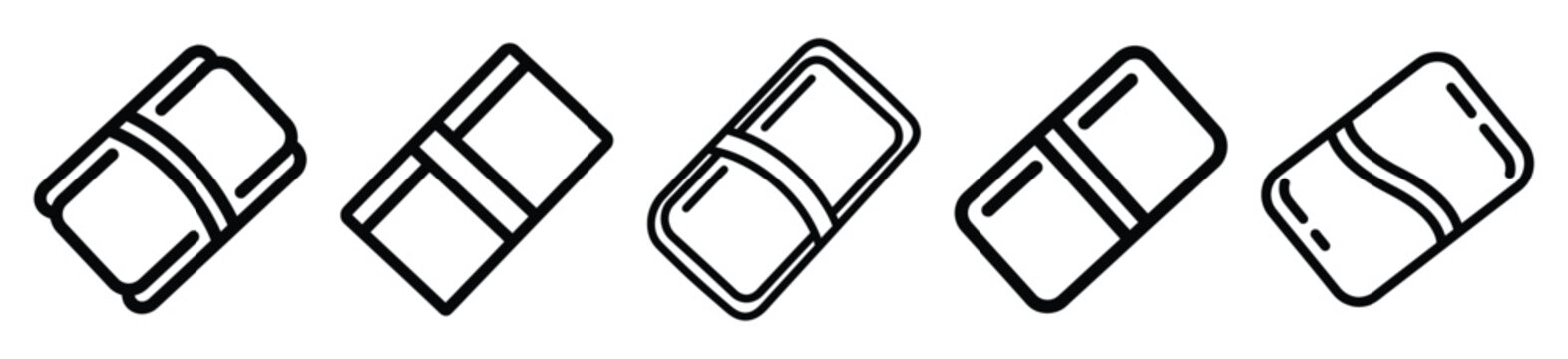 Simple line drawing of bakery decorative wrapper icon set on a white background